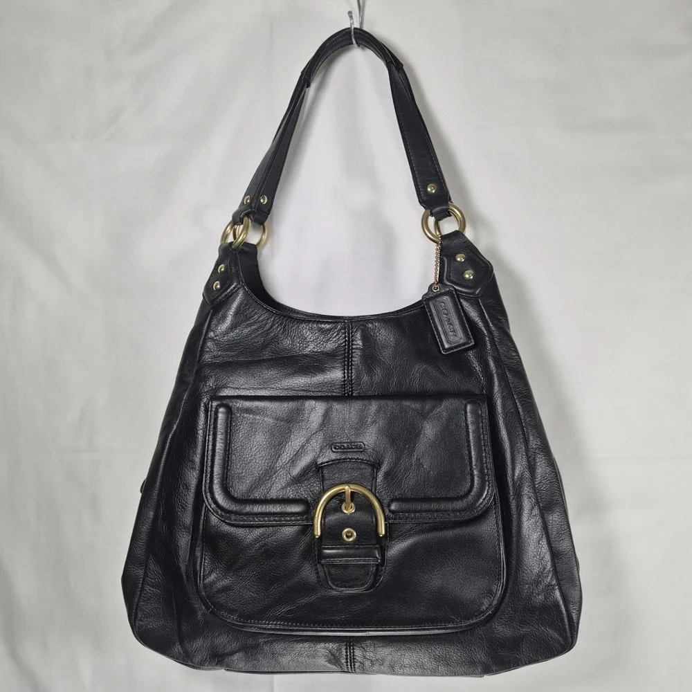 Y2k Coach Campbell F24686 Black Leather Hobo Shoulder Bag Purse Handbag